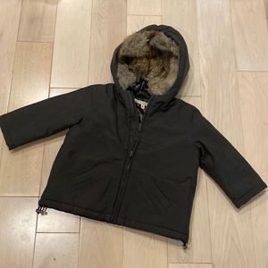 Bonpoint girls rabbit fur hood insert coat jacket size 2